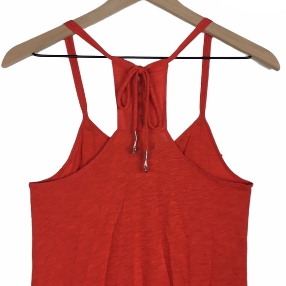 AMERICAN EAGLE Cami Tank Top Embroidered Beads Boho Ruffle Lace Up Back Size XS - Picture 5 of 11